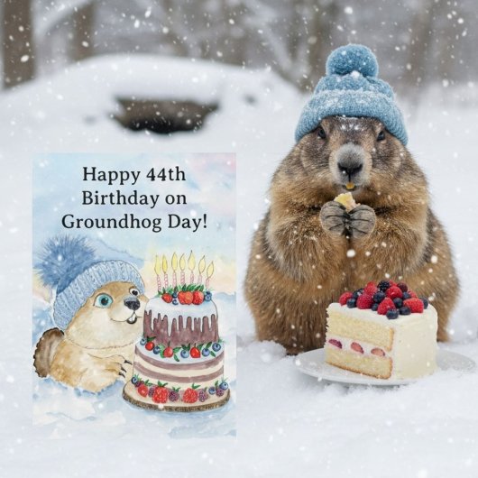 Carte  Happy 44th Groundhog Day Birthday 