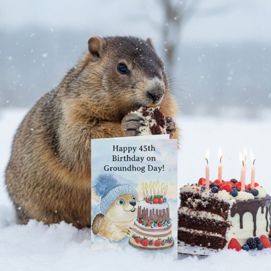 Carte  Happy 45th Groundhog Day Birthday 