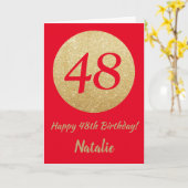 Carte Happy 48th Birthday Red and Gold Glitter Card (Fleur jaune)