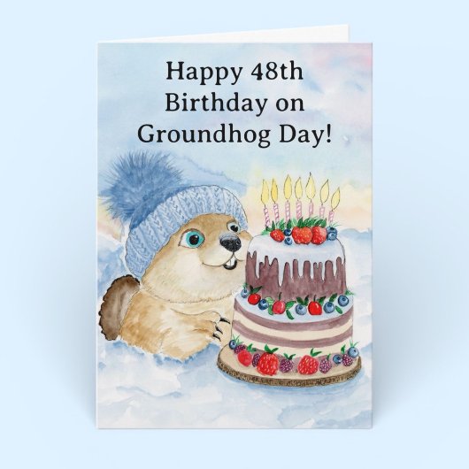 Carte Happy 48th Groundhog Day Birthday