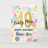 Carte Happy 49th Birthday Pastel Rainbow Gold Woman (Devant)