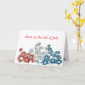 Carte Happy 4th of July Birthday Red Blue Daisy (Fleur jaune)