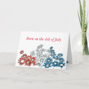 Carte Happy 4th of July Birthday Red Blue Daisy