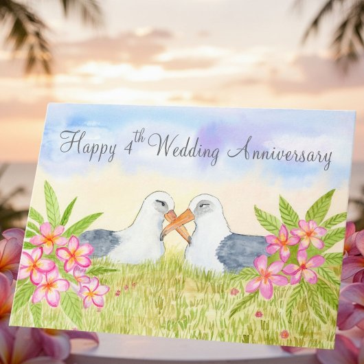 Carte Happy 4th Wedding Anniversary Laysan Albatross