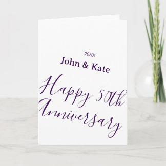 Carte Happy 50th anniversary purple name year simple 