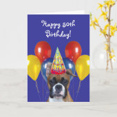 Carte Happy 50th Birthday Boxer Dog greeting card (Fleur jaune)