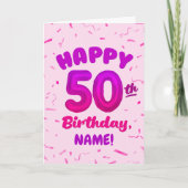 Carte Happy 50th Birthday Card with Custom Name (Devant)