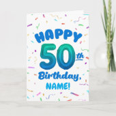 Carte Happy 50th Birthday Card with Custom Name (Devant)