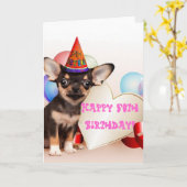 Carte Happy 50th Birthday Chihuahua greeting card (Fleur jaune)