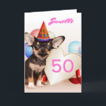 Carte Happy 50th Birthday Chihuahua greeting card<br><div class="desc">add text or upload your own image</div>