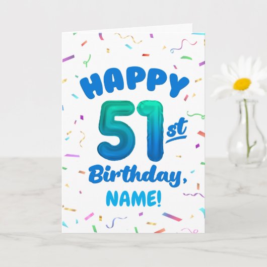 Carte Happy 51st Birthday Card with Custom Name (Petite plante)
