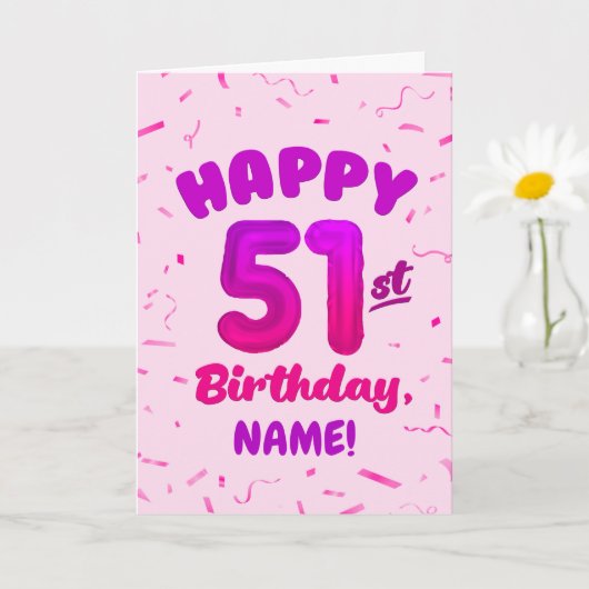 Carte Happy 51st Birthday Card with Custom Name (Petite plante)