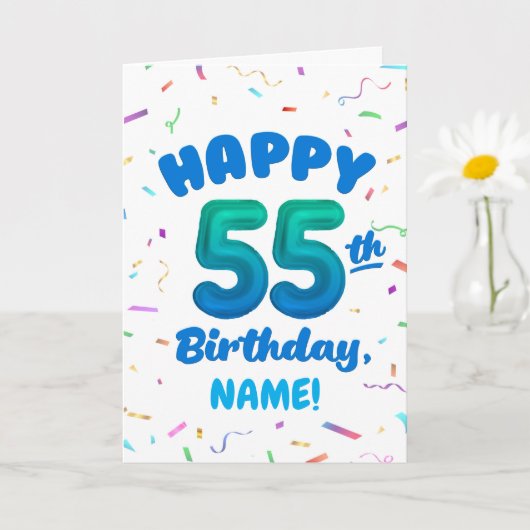 Carte Happy 55th Birthday Card with Custom Name (Petite plante)