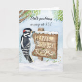Carte Happy 55th Birthday Downy Woodpecker (Devant)