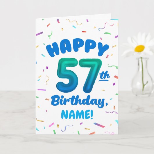 Carte Happy 57th Birthday Card with Custom Name (Petite plante)
