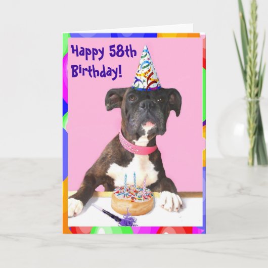 Carte Happy 58th Birthday Boxer greeting card (Devant)