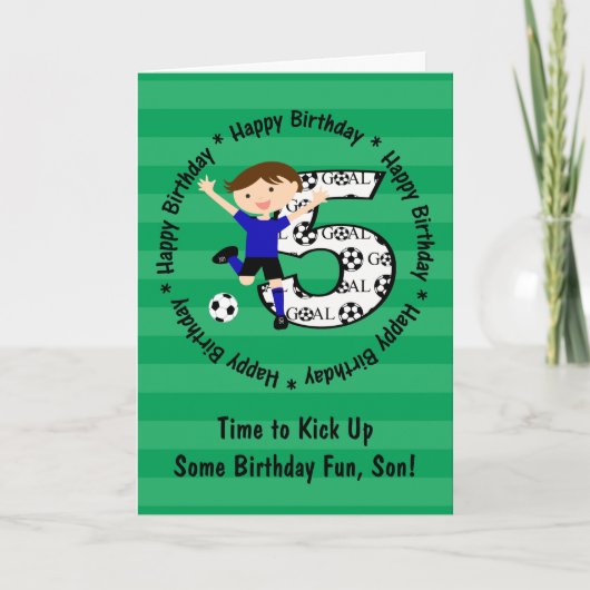 Carte Happy 5th Birthday Round Soccer Goal Card (Devant)