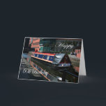 Carte Happy 60th Birthday boat<br><div class="desc">Bateau sur un canal avec un accueil de 60e anniversaire par martinspixs. Le verset intérieur (que vous pouvez changer) dit : "Joyeux Anniversaire Espoir que vous avez un grand jour"</div>