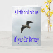 Carte Happy 61st Birthday Flying Seagull bird (Fleur jaune)