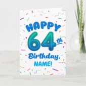 Carte Happy 64th Birthday Card with Custom Name (Devant)