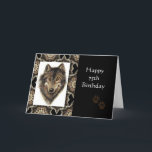 Carte Happy 75th Birthday with Watercolor Wolf<br><div class="desc">Loup,  Loups,  Animal sauvage,  Nature,  Aquarelle</div>