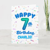 Carte Happy 7th Birthday Card with Custom Name (Devant)
