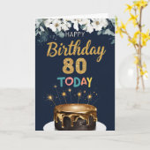 Carte Happy 80th Birthday (Fleur jaune)