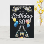 Carte Happy 80th Birthday (Fleur jaune)