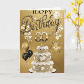 Carte Happy 80th Birthday (Fleur jaune)