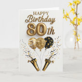 Carte Happy 80th Birthday (Fleur jaune)