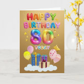Carte Happy 80th Birthday (Fleur jaune)