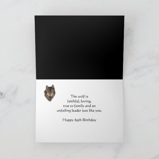 Carte Happy 89th Birthday with Watercolor Wolf (Intérieur)