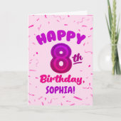 Carte Happy 8th Birthday Card with Custom Name (Devant)