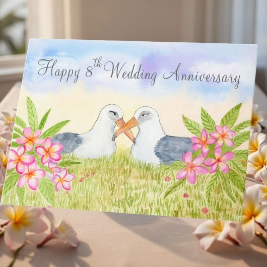 Carte Happy 8th Wedding Anniversary Laysan Albatross