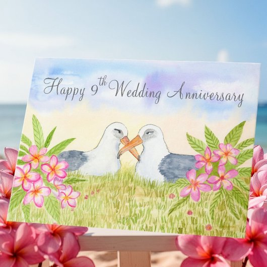Carte Happy 9th Wedding Anniversary Laysan Albatross