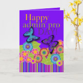 Carte Happy Admin Pro Day, papillons et fleurs (Fleur jaune)