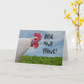Carte Happy Anniversaire Humoristique Poulet Monter et b (Fleur jaune)