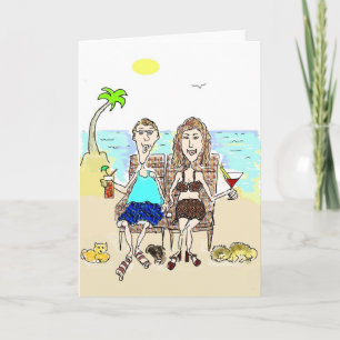 CARTE HAPPY ANNIVERSARY COUPLE ON THE BEACH CARD