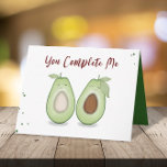 Carte Happy Anniversary Cute Funny Simple Avocados<br><div class="desc">This design feobjets two cute avocados happy anniversary cute funny fun,  modern humor cartoon,  for husband wife beau couple anniversary,  a minimalist minimalist,  from husband wife photo picture,  you complete me quota saying,  funny anniversary greeting cards,  with avocado comfood graphic,  huffband and wife marriage,  artwork by laura lacina</div>