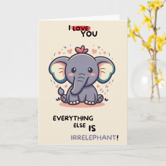 Carte Happy Anniversary Cute Funny Simple Elephant Card (Fleur jaune)