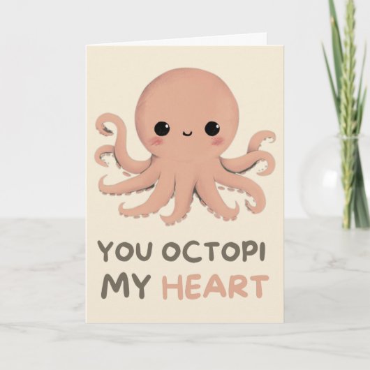 Carte Happy Anniversary Cute Funny Simple Octopus Card (Devant)