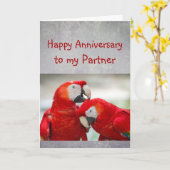 Carte Happy Anniversary Partner Parrot Wife Love  (Fleur jaune)