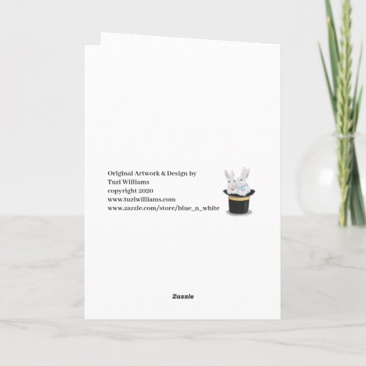 Carte Happy Anniversary Rabbits Magic Top Hat Custom (Dos)