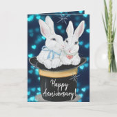 Carte Happy Anniversary Rabbits Magic Top Hat Custom (Devant)