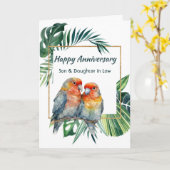 Carte Happy Anniversary Son & Daughter-in-law Parrots (Fleur jaune)