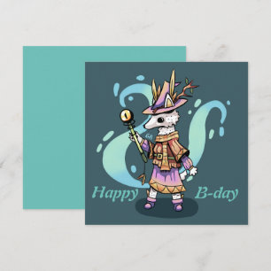 Carte Happy B-day birthday card fantasie wolfje
