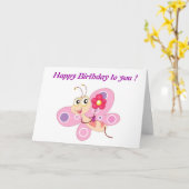 CARTE "HAPPY BANTHDAY" BUTTERFLY (Fleur jaune)