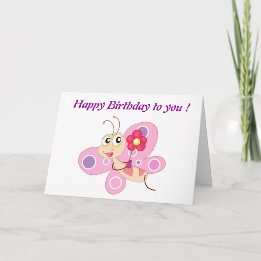 CARTE "HAPPY BANTHDAY" BUTTERFLY (Devant)