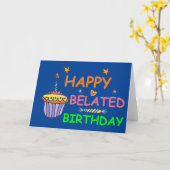 Carte Happy Belated Birthday (Fleur jaune)