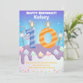 Carte Happy Birthday, 10 ans personnalisée (Debout devant)